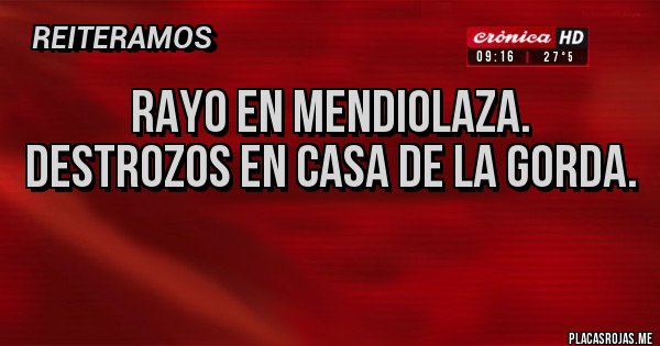 Placas Rojas - RAYO EN MENDIOLAZA. 
DESTROZOS EN CASA DE LA GORDA.
