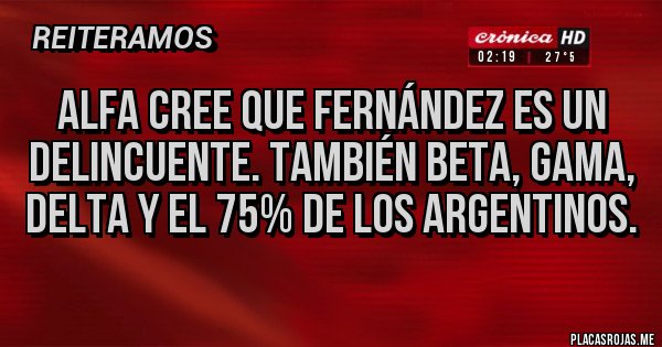 Placas Rojas - Alfa cree que Fernández es un delincuente. También beta, gama, delta y el 75% de los argentinos.