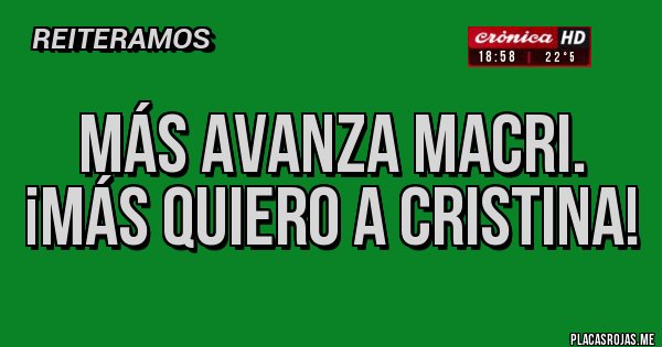 Placas Rojas - Más avanza macri.
¡MÁS QUIERO A CRISTINA!