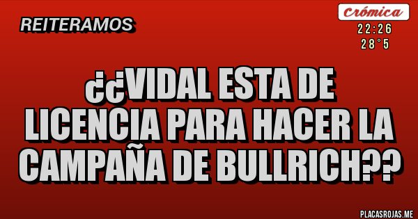 Placas Rojas - ¿¿VIDAL ESTA DE LICENCIA PARA HACER LA CAMPAÑA DE BULLRICH??