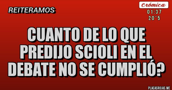 Placas Rojas - Cuanto de lo que predijo scioli en el debate no se cumplió? Placas Rojas - Cuanto de lo que predijo scioli en el debate no se cumplió?