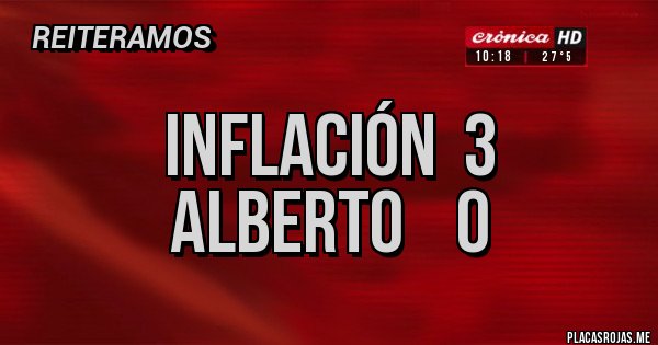 Placas Rojas - Inflación 3
Alberto 0 Placas Rojas - Inflación 3
Alberto 0