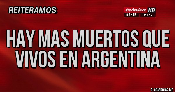 Placas Rojas - HAY MAS MUERTOS QUE VIVOS EN ARGENTINA