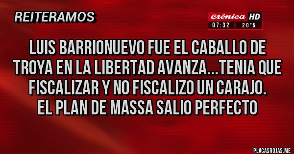 Placas Rojas - Luis Barrionuevo fue el Caballo de Troya en la Libertad Avanza...Tenia que fiscalizar y no fiscalizo un carajo.
El plan de Massa salio perfecto 