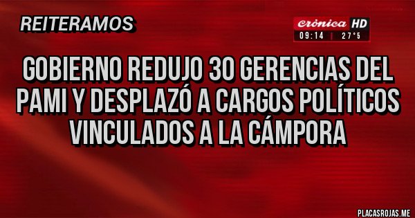 Placas Rojas - Gobierno redujo 30 gerencias del PAMI y desplazó a cargos políticos vinculados a La Cámpora