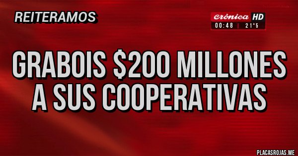 Placas Rojas - Grabois $200 millones a sus cooperativas