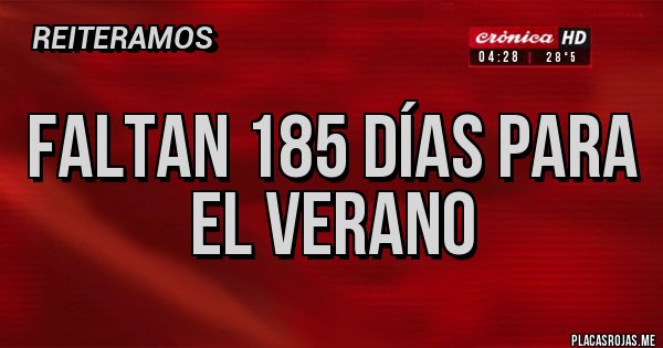Placas Rojas - Faltan 185 días para el verano