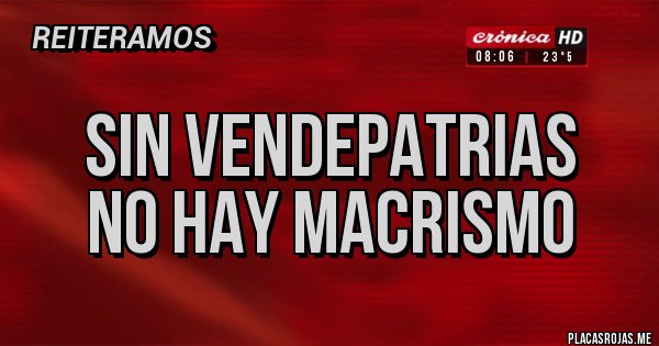 Placas Rojas - Sin vendepatrias
No hay macrismo