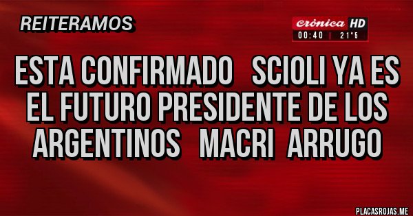 Placas Rojas - ESTA CONFIRMADO SCIOLI YA ES EL FUTURO PRESIDENTE DE LOS ARGENTINOS MACRI ARRUGO Placas Rojas - ESTA CONFIRMADO SCIOLI YA ES EL FUTURO PRESIDENTE DE LOS ARGENTINOS MACRI ARRUGO