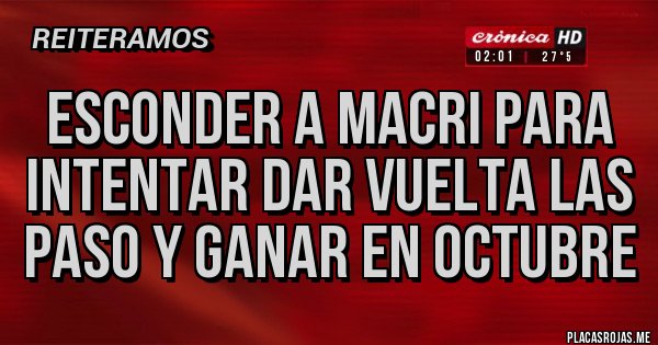 Placas Rojas - Esconder a Macri para intentar dar vuelta las PASO y ganar en Octubre