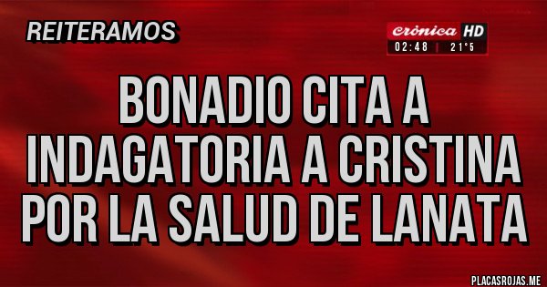 Placas Rojas - BONADIO CITA A INDAGATORIA A CRISTINA POR LA SALUD DE LANATA