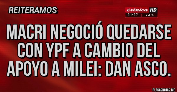 Placas Rojas - Macri negoció quedarse con YPF a cambio del apoyo a milei: dan asco.