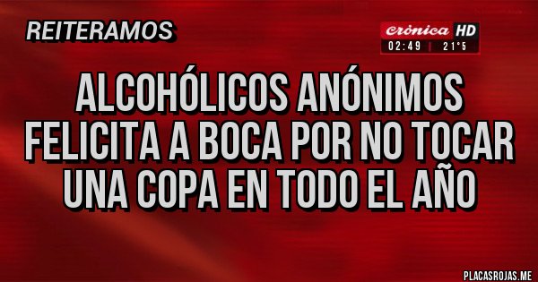 Placas Rojas - Alcohólicos anónimos felicita a boca por no tocar una copa en todo el año Placas Rojas - Alcohólicos anónimos felicita a boca por no tocar una copa en todo el año