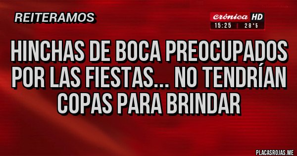 Placas Rojas - Hinchas de Boca preocupados por las fiestas... no tendrían Copas para brindar