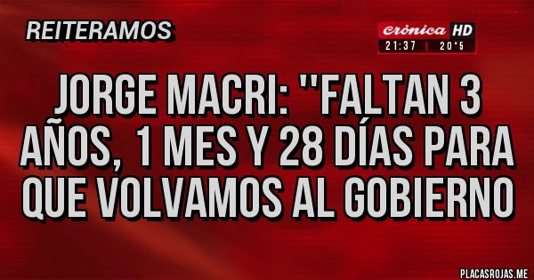 Placas Rojas - Jorge Macri: ''faltan 3 años, 1 mes y 28 días para que volvamos al gobierno
