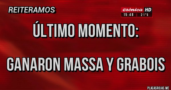 Placas Rojas - Último momento:

Ganaron Massa y Grabois