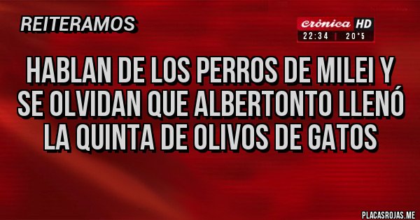 Placas Rojas - Hablan de Los perros de Milei Y se olvidan que Albertonto llenó la quinta de olivos de GATOS