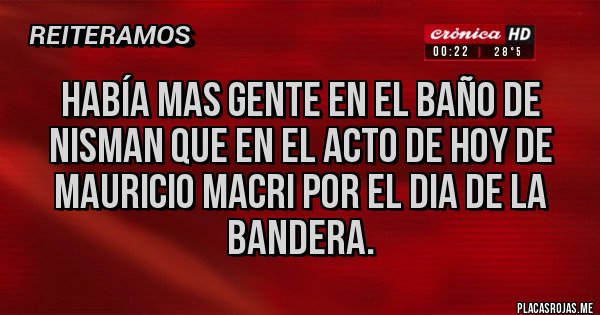 Placas Rojas - Había mas gente en el baño de Nisman que en el acto de Hoy de Mauricio Macri por el dia de la bandera.