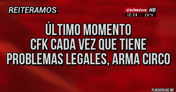 Placas Rojas - Último Momento
CFK cada vez que tiene problemas legales, arma circo 