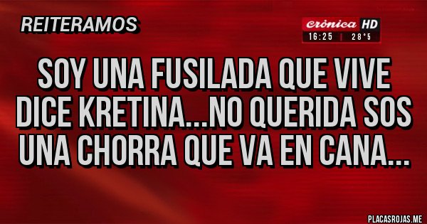 Placas Rojas - soy una fusilada que vive dice kretina...no querida sos una chorra que va en cana...