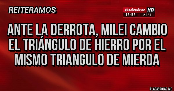Placas Rojas - Ante la derrota, Milei cambio el triángulo de hierro por el mismo triangulo de mierda