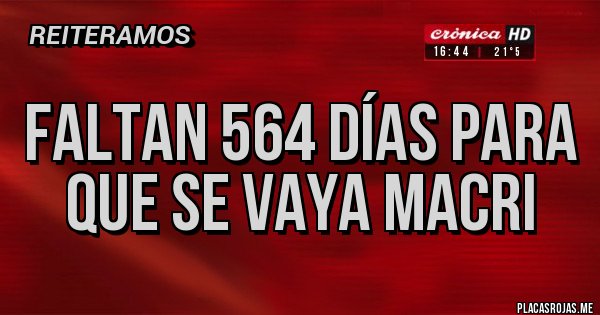 Placas Rojas - faltan 564 días para que se vaya macri