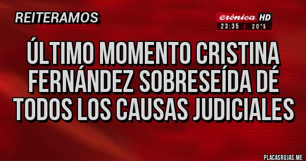 Placas Rojas - Último momento Cristina Fernández sobreseída dé todos los causas judiciales