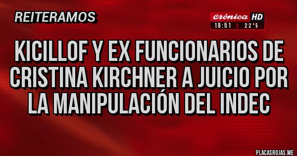 Placas Rojas - Kicillof y ex funcionarios de Cristina Kirchner a juicio por la manipulación del Indec