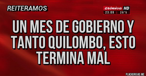 Placas Rojas -  Un mes de gobierno y tanto quilombo, ESTO TERMINA MAL