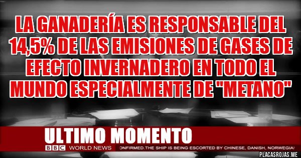 Placas Rojas - La ganadería es responsable del 14,5% de las emisiones de gases de efecto invernadero en todo el mundo especialmente de ''METANO''