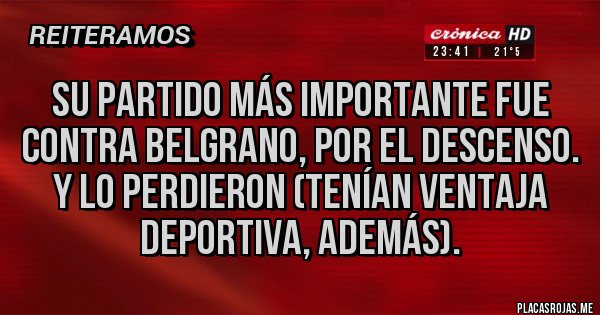 Su Partido Más Importante Fue Contra Belgrano, Por El Descenso. Y Lo ...