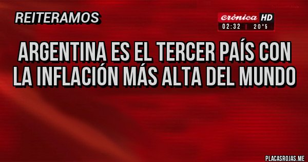 Placas Rojas - Argentina es el tercer país con la inflación más alta del mundo
