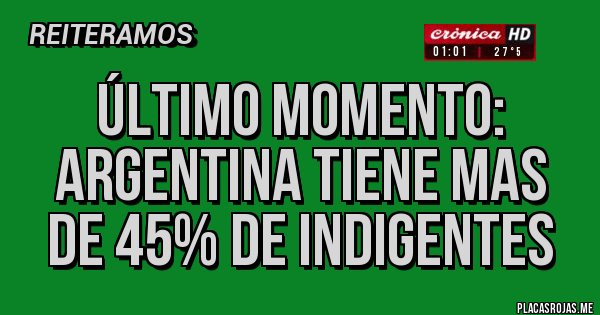 Placas Rojas - Último momento: Argentina tiene mas de 45% de indigentes
