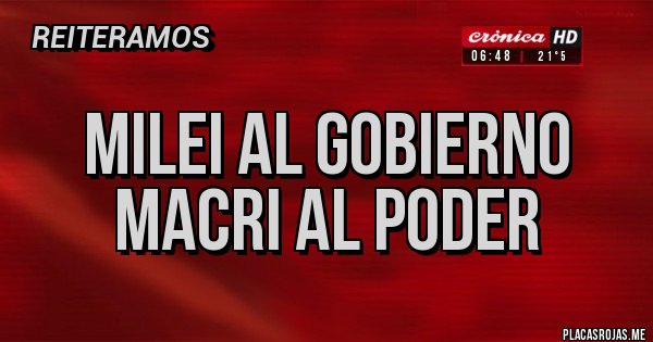 Placas Rojas - milei al gobierno
macri al poder