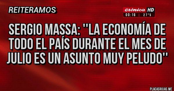 Placas Rojas - Sergio Massa: ''La economía de todo el país durante el mes de julio es un asunto muy peludo''