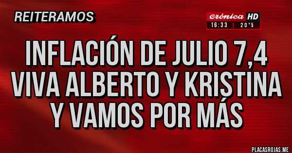 Placas Rojas - Inflación de Julio 7,4 viva Alberto y Kristina y vamos por más 