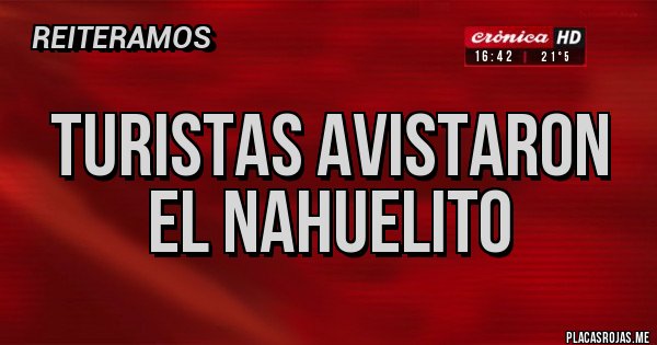 Placas Rojas - TURISTAS AVISTARON EL NAHUELITO Placas Rojas - TURISTAS AVISTARON EL NAHUELITO