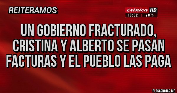 Placas Rojas - Un gobierno fracturado, Cristina y Alberto se pasan facturas y el pueblo las paga Placas Rojas - Un gobierno fracturado, Cristina y Alberto se pasan facturas y el pueblo las paga