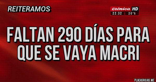 Placas Rojas - Faltan 290 días para que se vaya Macri