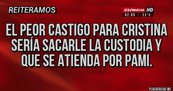 Placas Rojas - El peor castigo para Cristina sería sacarle la custodia y que se atienda por pami.