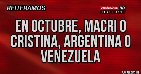 Placas Rojas - EN OCTUBRE, MACRI O CRISTINA, ARGENTINA O VENEZUELA