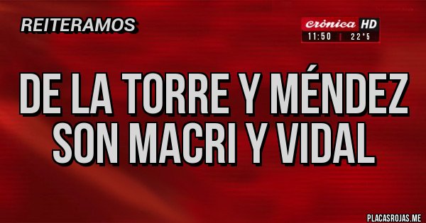 Placas Rojas - DE LA TORRE Y MÉNDEZ SON MACRI Y VIDAL