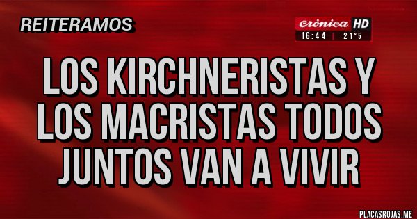 Placas Rojas - Los kirchneristas y los macristas todos juntos van a vivir