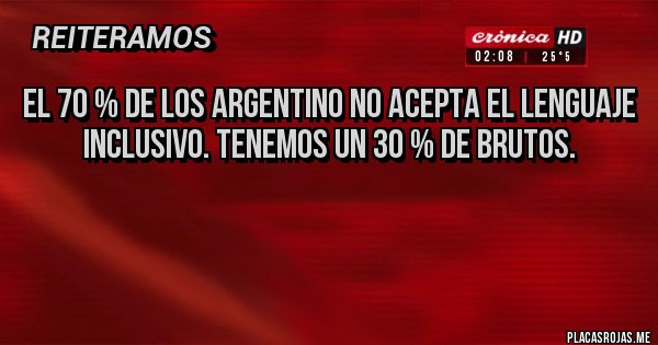Placas Rojas - El 70 % de los argentino no acepta el lenguaje inclusivo. Tenemos un 30 % de brutos.


