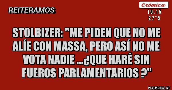 Placas Rojas - Stolbizer: ''Me piden que no me alíe con Massa, pero así no me vota nadie ...¿que haré sin fueros parlamentarios ?''  