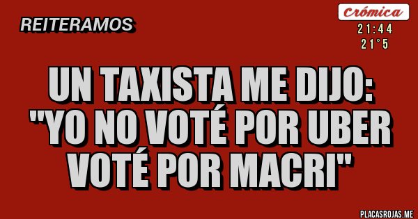 Placas Rojas - Un taxista me dijo: ''Yo no voté por UBER voté por Macri'' 