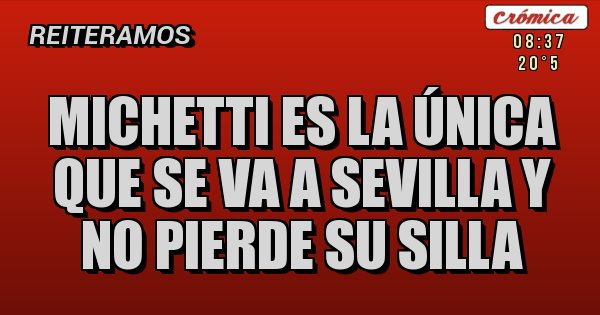 Placas Rojas - michetti es la única que se va a Sevilla y no pierde su silla