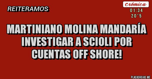 Placas Rojas - Martiniano Molina mandaría investigar a Scioli por cuentas Off Shore! Placas Rojas - Martiniano Molina mandaría investigar a Scioli por cuentas Off Shore!
