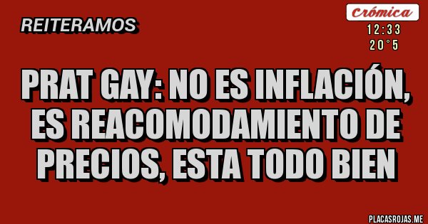 Placas Rojas - PRAT GAY: NO ES INFLACIÓN, ES REACOMODAMIENTO DE PRECIOS, ESTA TODO BIEN