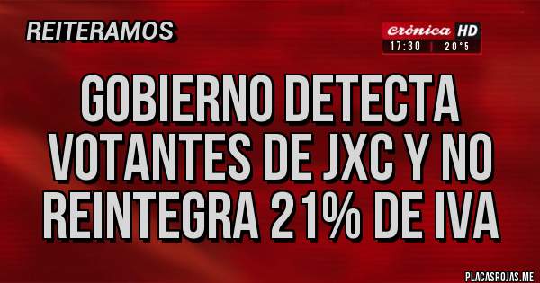 Placas Rojas - Gobierno detecta votantes de JxC y no reintegra 21% de IVA